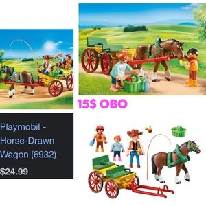 Playmobil horse carriage with kids, rider, apples etc
